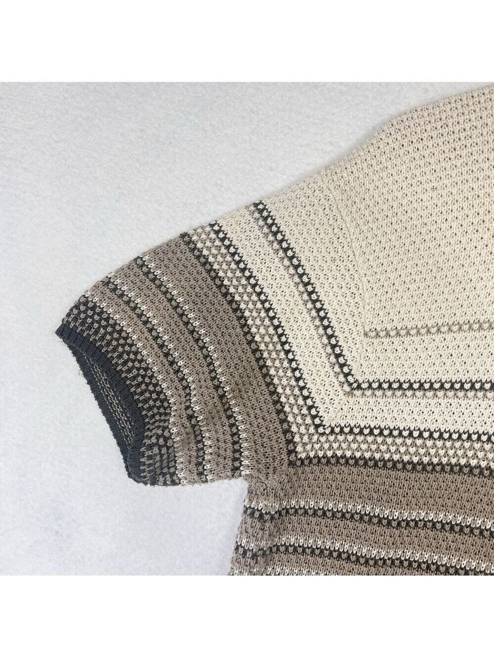 Vintage Reba Rose Womens Sweater Plus Size 22/24 Black Tan Stripe Short Sleeve - Picture 4 of 9